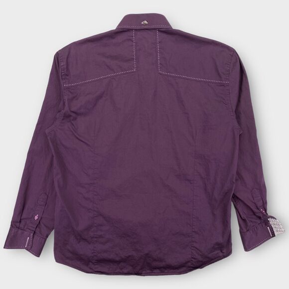 Bogosse Dress Shirt Mens 3XL 18 ½ Aramis Blank Stitch Purple Cutaway French Cuff - Picture 7 of 16